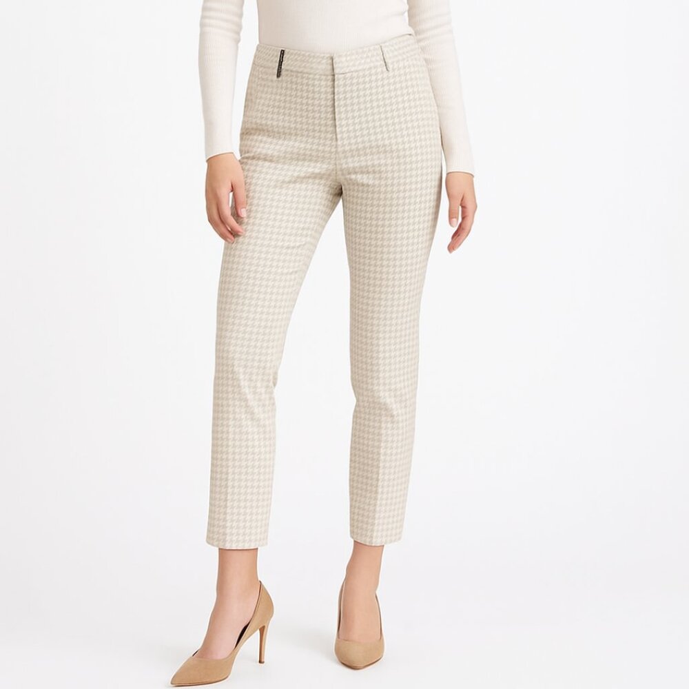 Peserico Cream Houndstooth Pants Minimalist Old Money Quiet Luxury‎ Academia